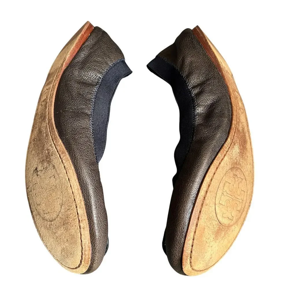 Tory Burch Leather Ballerina Flats Womens 7.5 School College Academia Workwear